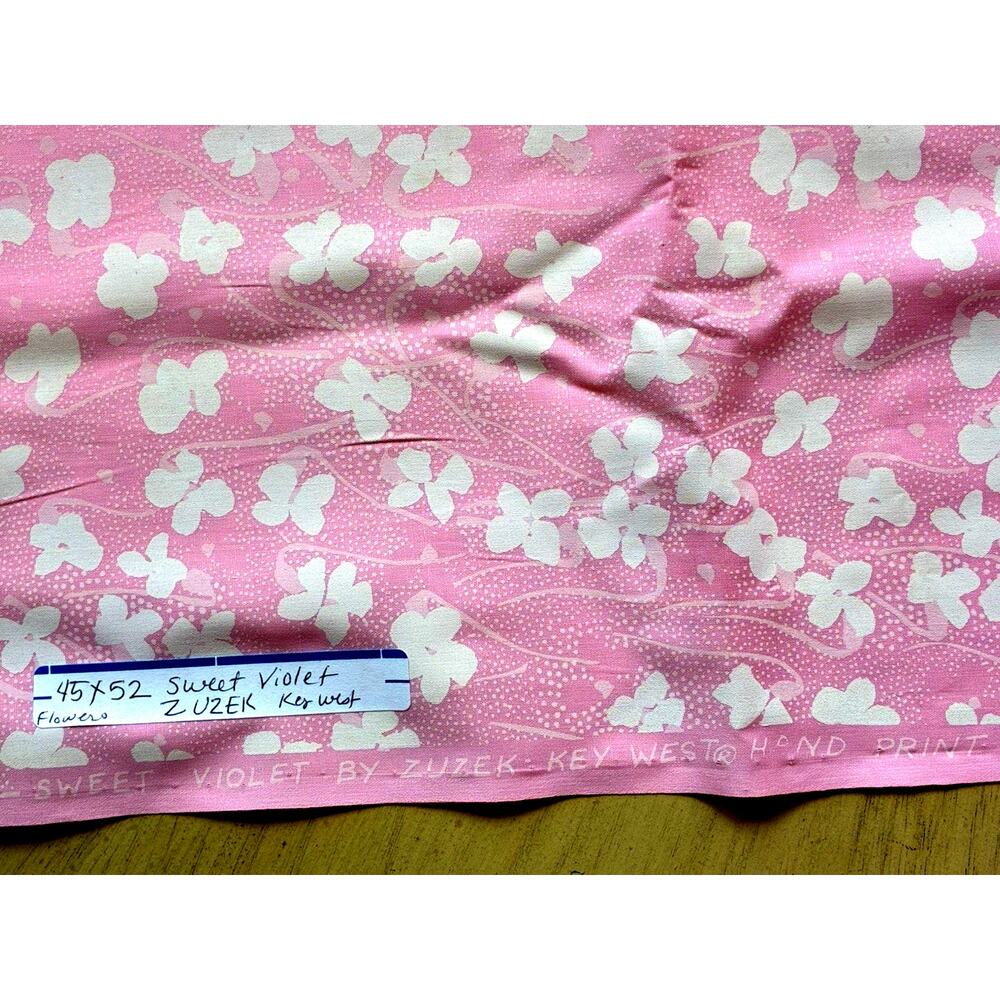 VTG Key West Hand Print Fabric Sweet Violet Pink Zuzek Lilly Pulitzer 45x52